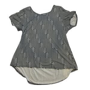 Abstract Geometric Maze Print Blouse Black White Oversized XL High Low Top